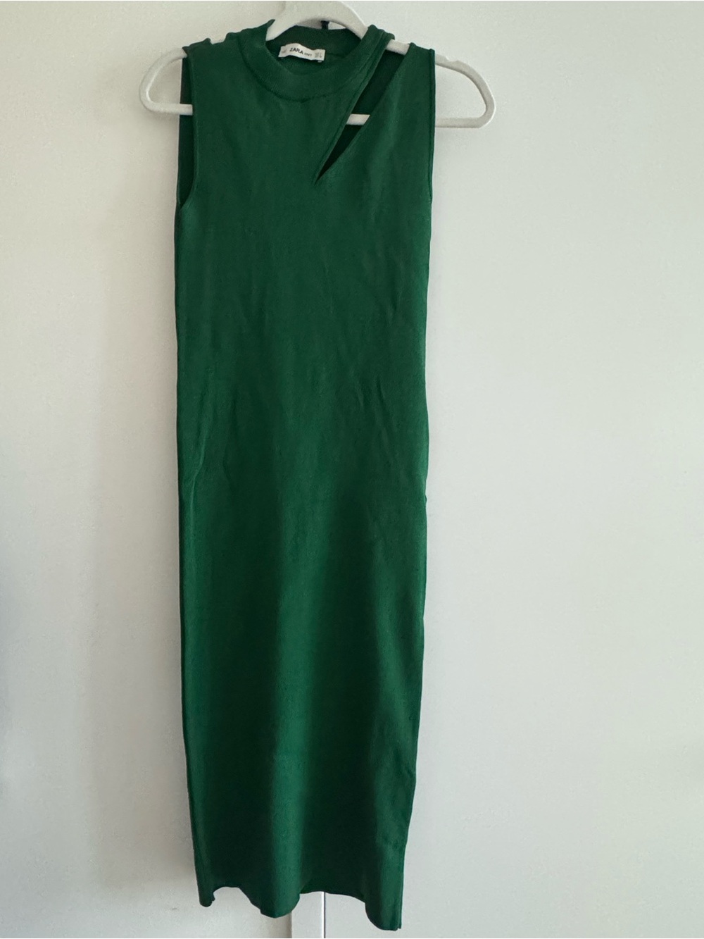 Zara Green Asymmetrical Cutout Knit Midi Dress Size S